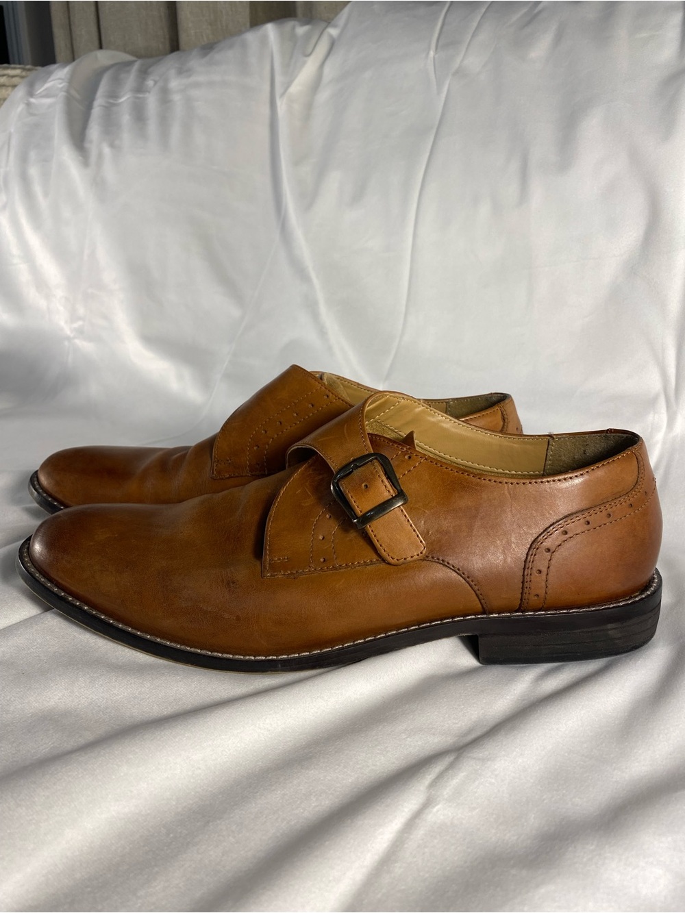 Nunnbush Comfort Gel Men's Newton Monk Strap Leather Shoe - Vintage Brown 10M